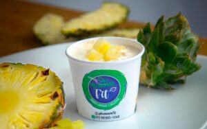 Potes de papel personalizados com comida fitness