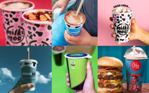 Milk shakes personalizados em copos coloridos para aumentar vendas de milk shake